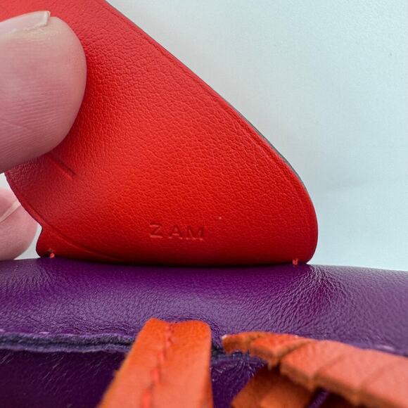 Hermes MM Milo Lambskin Grigri Rodeo Pegase Horse Bag Charm Purple Red Authentic - Picture 5 of 5